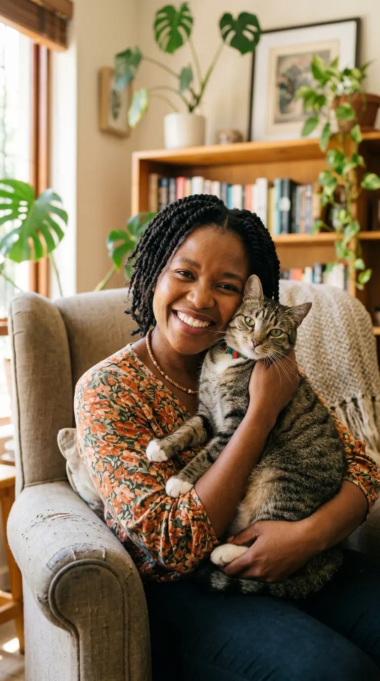 Happy pet owner